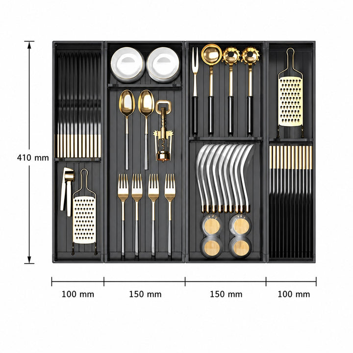 Taste Relax Space Black Kitchen Cutlery Drawer Organiser with Padded