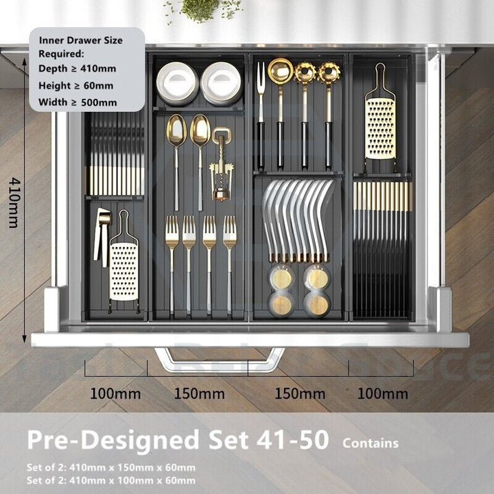 Taste Relax Space Black Kitchen Cutlery Drawer Organiser with Padded