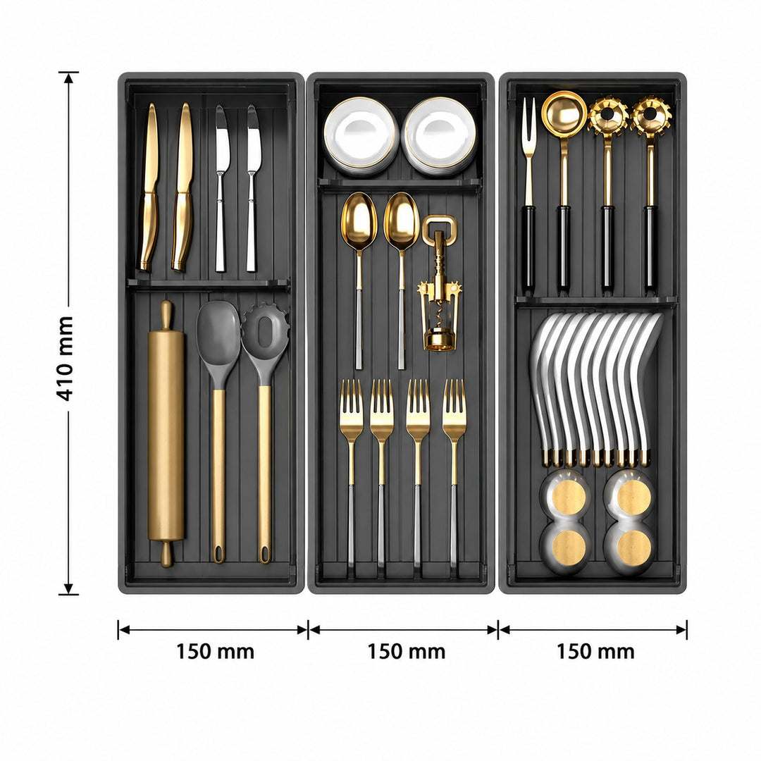 Taste Relax Space Black Kitchen Cutlery Drawer Organiser with Padded