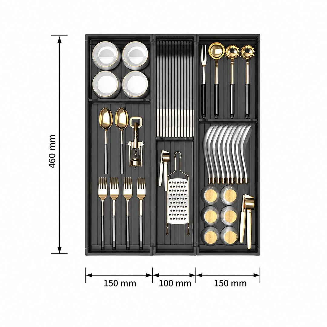 Taste Relax Space Black Kitchen Cutlery Drawer Organiser with Padded