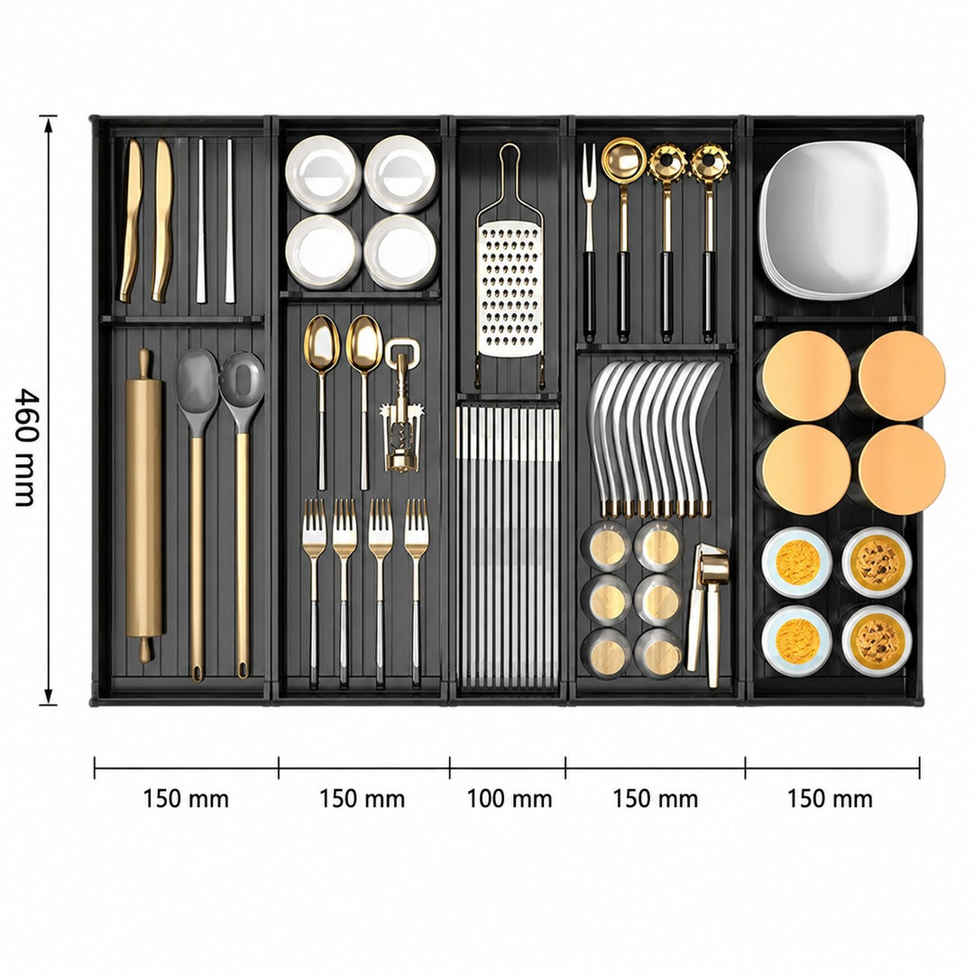 Taste Relax Space Black Kitchen Cutlery Drawer Organiser with Padded