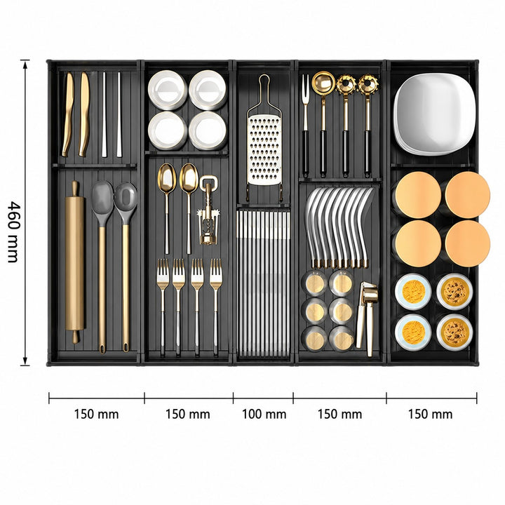 Taste Relax Space Black Kitchen Cutlery Drawer Organiser with Padded