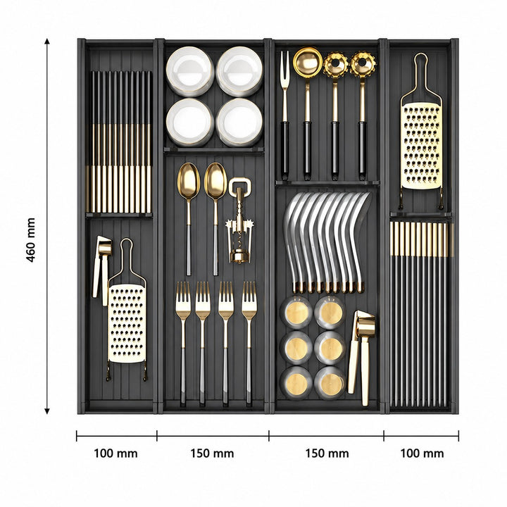 Taste Relax Space Black Kitchen Cutlery Drawer Organiser with Padded