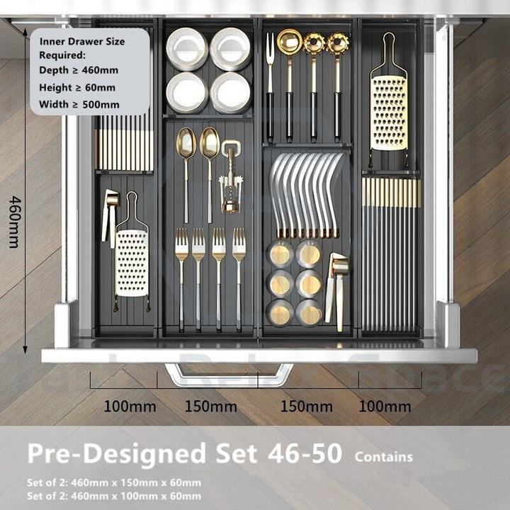 Taste Relax Space Black Kitchen Cutlery Drawer Organiser with Padded