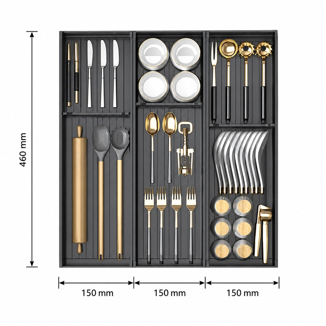 Taste Relax Space Black Kitchen Cutlery Drawer Organiser with Padded
