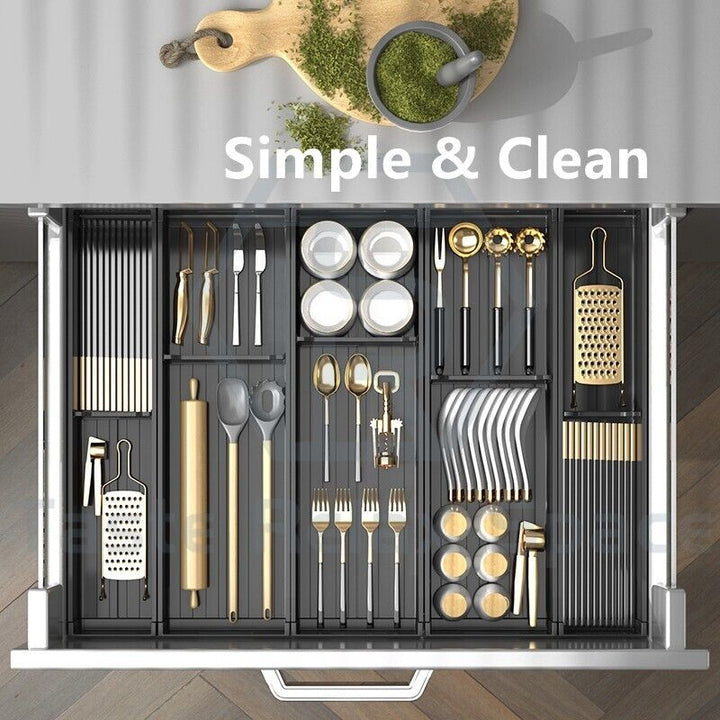 Taste Relax Space Black Kitchen Cutlery Drawer Organiser with Padded