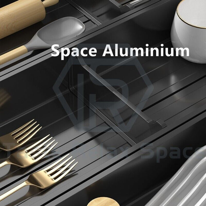 Taste Relax Space Black Kitchen Cutlery Drawer Organiser with Padded