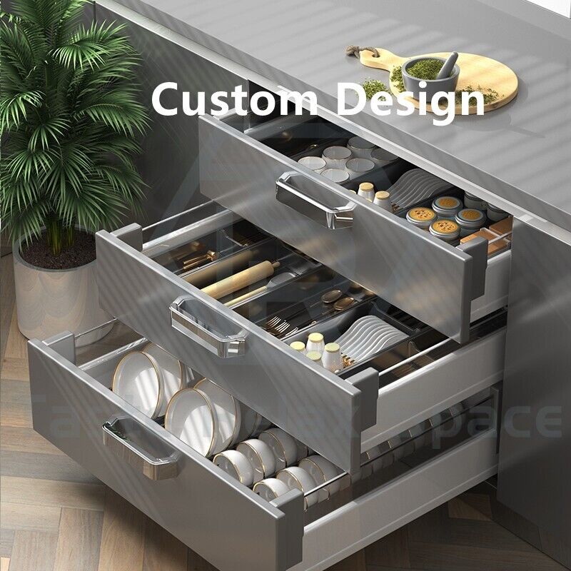 Taste Relax Space Black Kitchen Cutlery Drawer Organiser with Padded