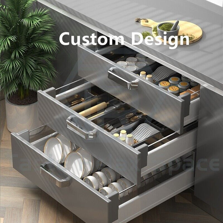 Taste Relax Space Black Kitchen Cutlery Drawer Organiser with Padded