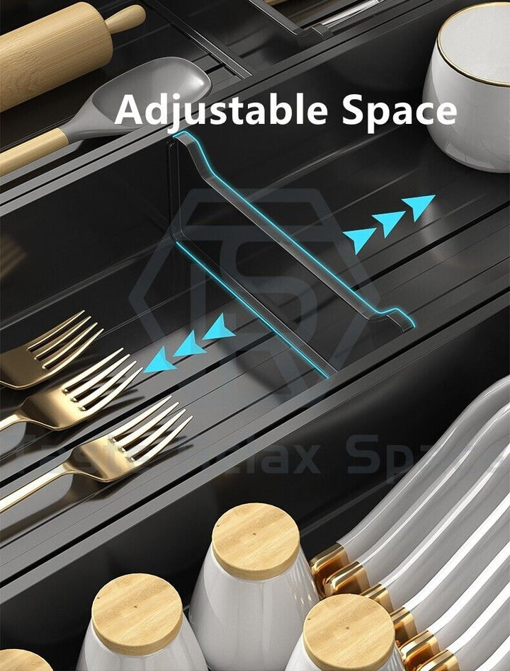 Taste Relax Space Black Kitchen Cutlery Drawer Organiser with Padded