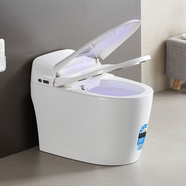 680mm Smart Bidet Toilet S-Trap with 3.5L Flush, Heated Seat &amp; Remote - White