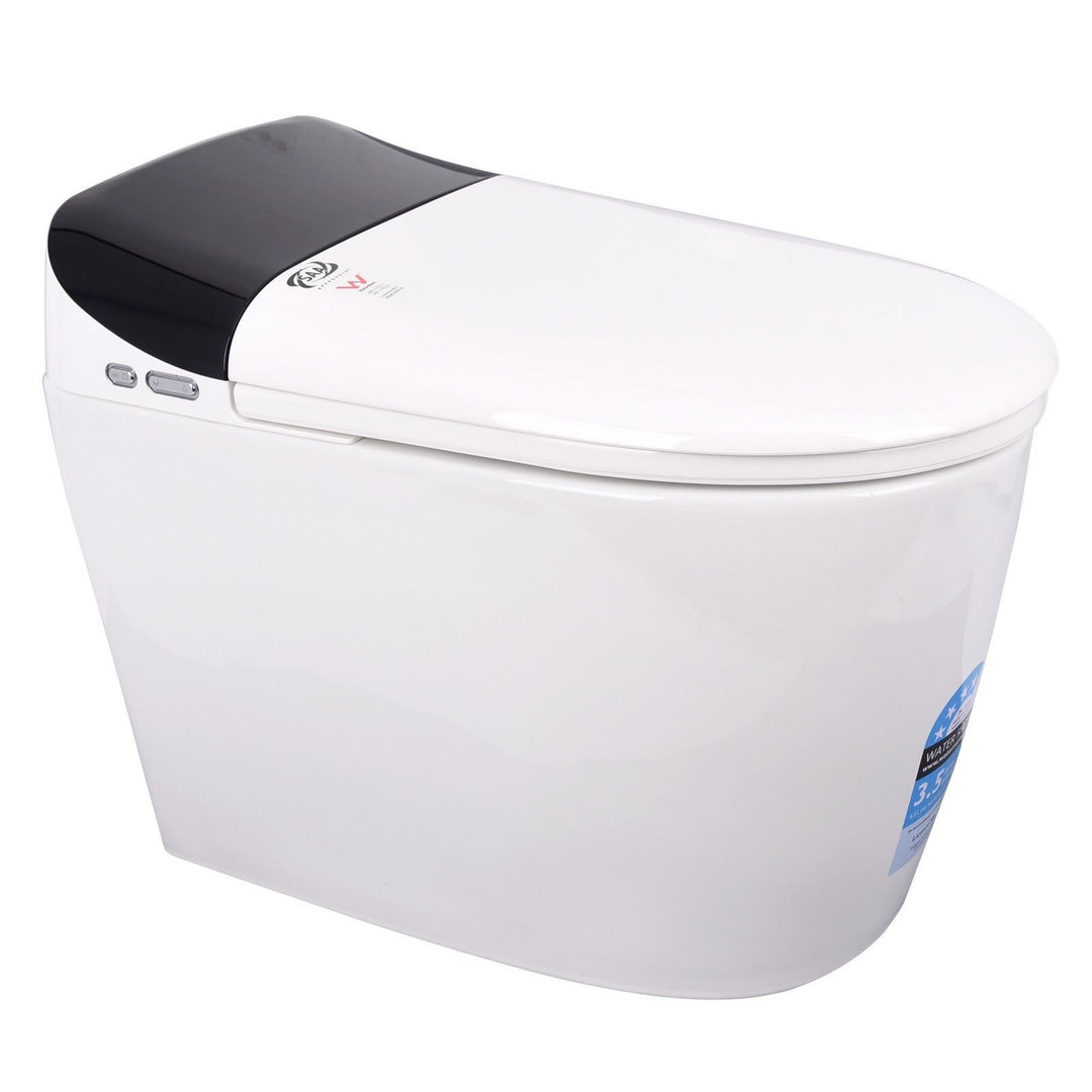 680mm Smart Bidet Toilet with Black Accent Lid, Heated Seat &amp; Auto Flush - White