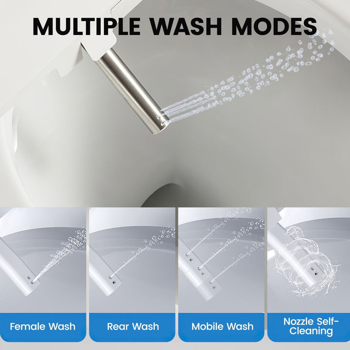 680mm Smart Bidet Toilet with Black Accent Lid, Heated Seat &amp; Auto Flush - White