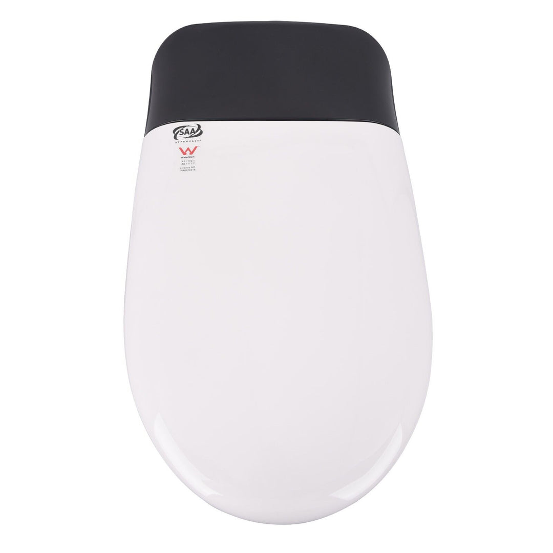 680mm Smart Bidet Toilet with Black Accent Lid, Heated Seat &amp; Auto Flush - White