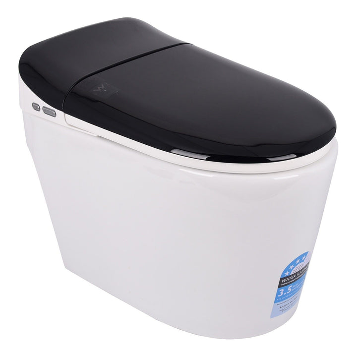 680mm Smart Bidet Toilet with Full Black Lid, Heated Seat &amp; Auto Flush - White