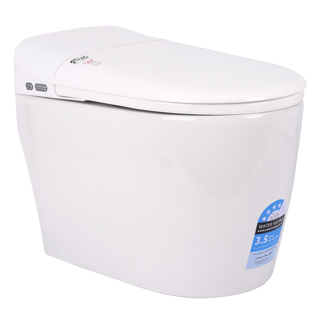 680mm Smart Bidet Toilet S-Trap with 3.5L Flush, Heated Seat &amp; Remote - White