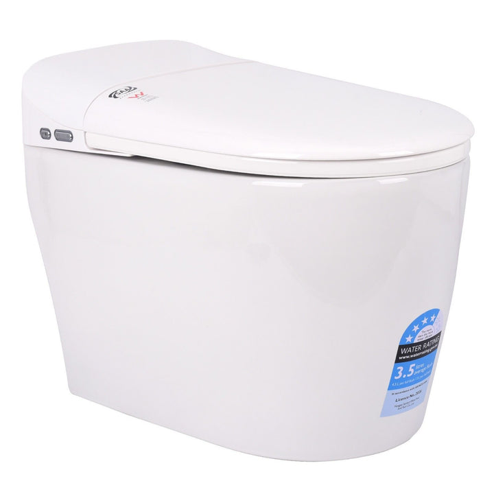 680mm Smart Bidet Toilet S-Trap with 3.5L Flush, Heated Seat &amp; Remote - White