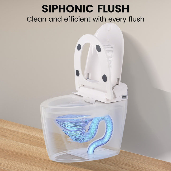 680mm Smart Bidet Toilet S-Trap with 3.5L Flush, Heated Seat &amp; Remote - White