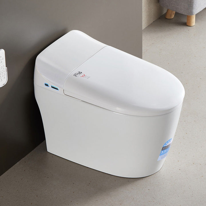680mm Smart Bidet Toilet S-Trap with 3.5L Flush, Heated Seat &amp; Remote - White