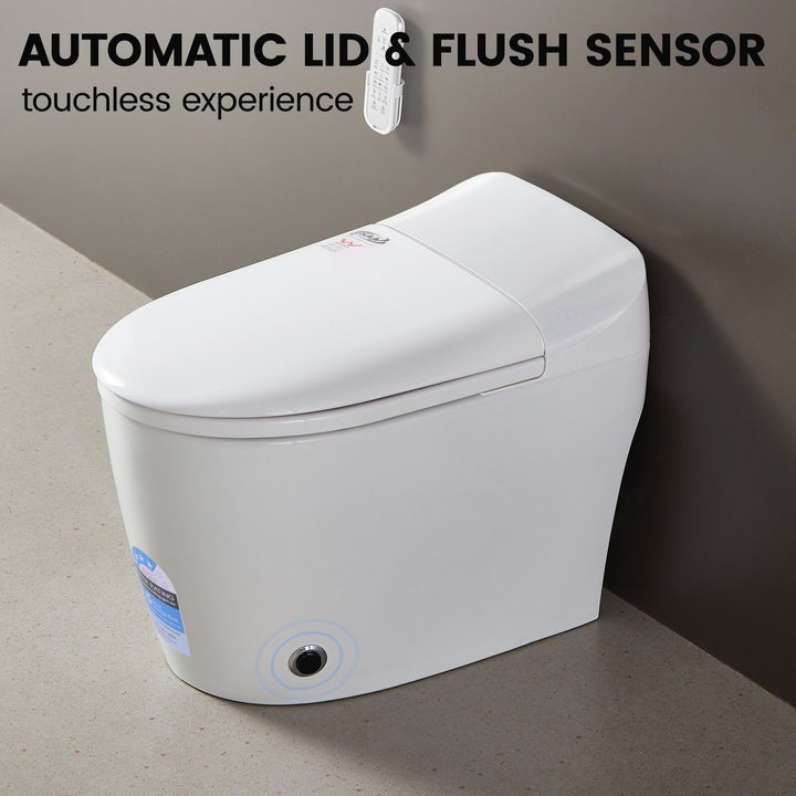 680mm Smart Bidet Toilet S-Trap with 3.5L Flush, Heated Seat &amp; Remote - White