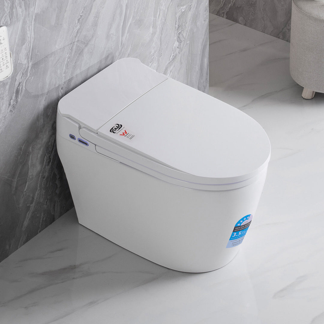 670mm Compact Smart Bidet Toilet S-Trap with Heated Seat &amp; Auto Flush - White
