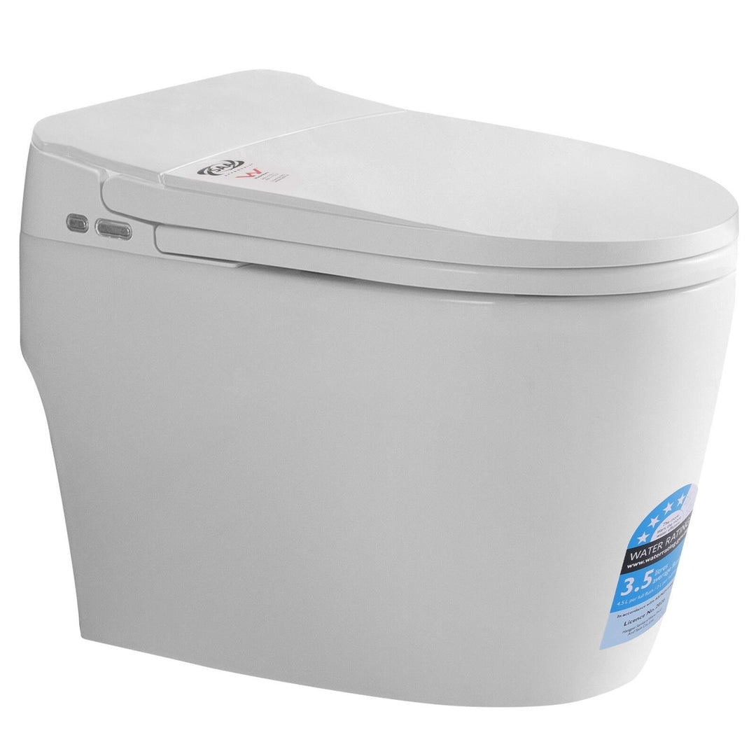 670mm Compact Smart Bidet Toilet S-Trap with Heated Seat &amp; Auto Flush - White