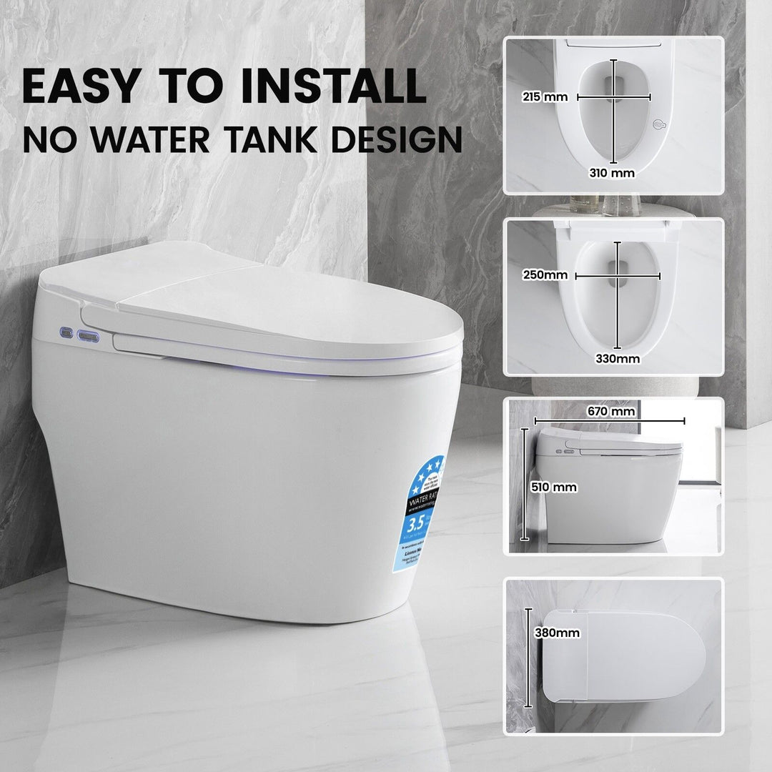 670mm Compact Smart Bidet Toilet S-Trap with Heated Seat &amp; Auto Flush - White