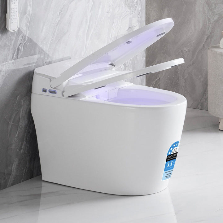 670mm Compact Smart Bidet Toilet S-Trap with Heated Seat &amp; Auto Flush - White