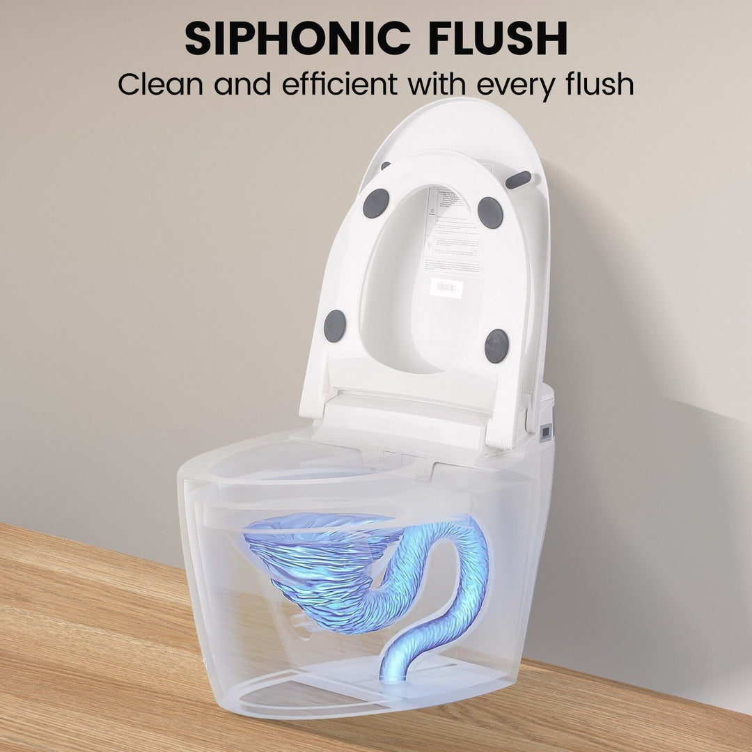 670mm Compact Smart Bidet Toilet S-Trap with Heated Seat &amp; Auto Flush - White