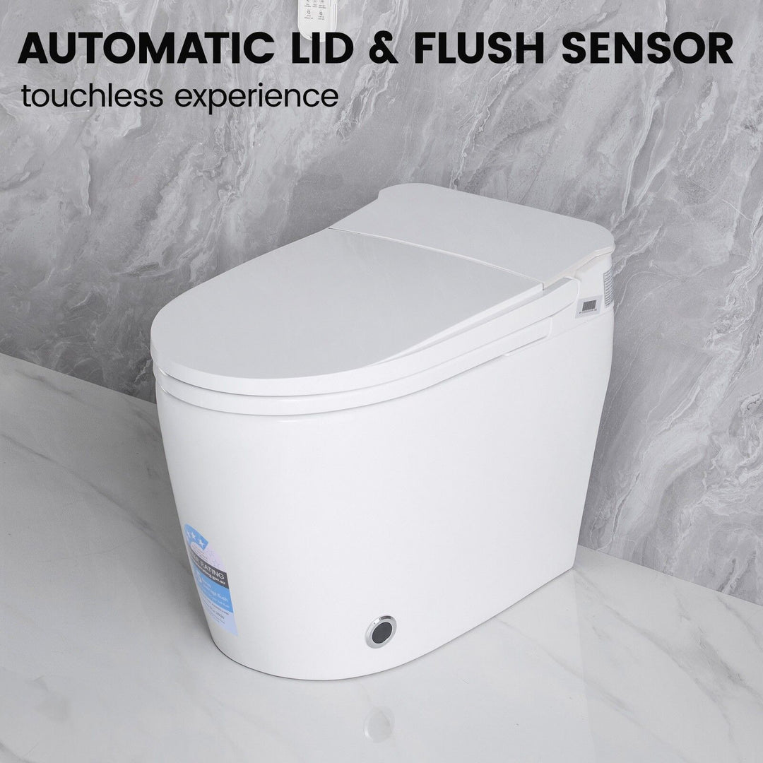 670mm Compact Smart Bidet Toilet S-Trap with Heated Seat &amp; Auto Flush - White