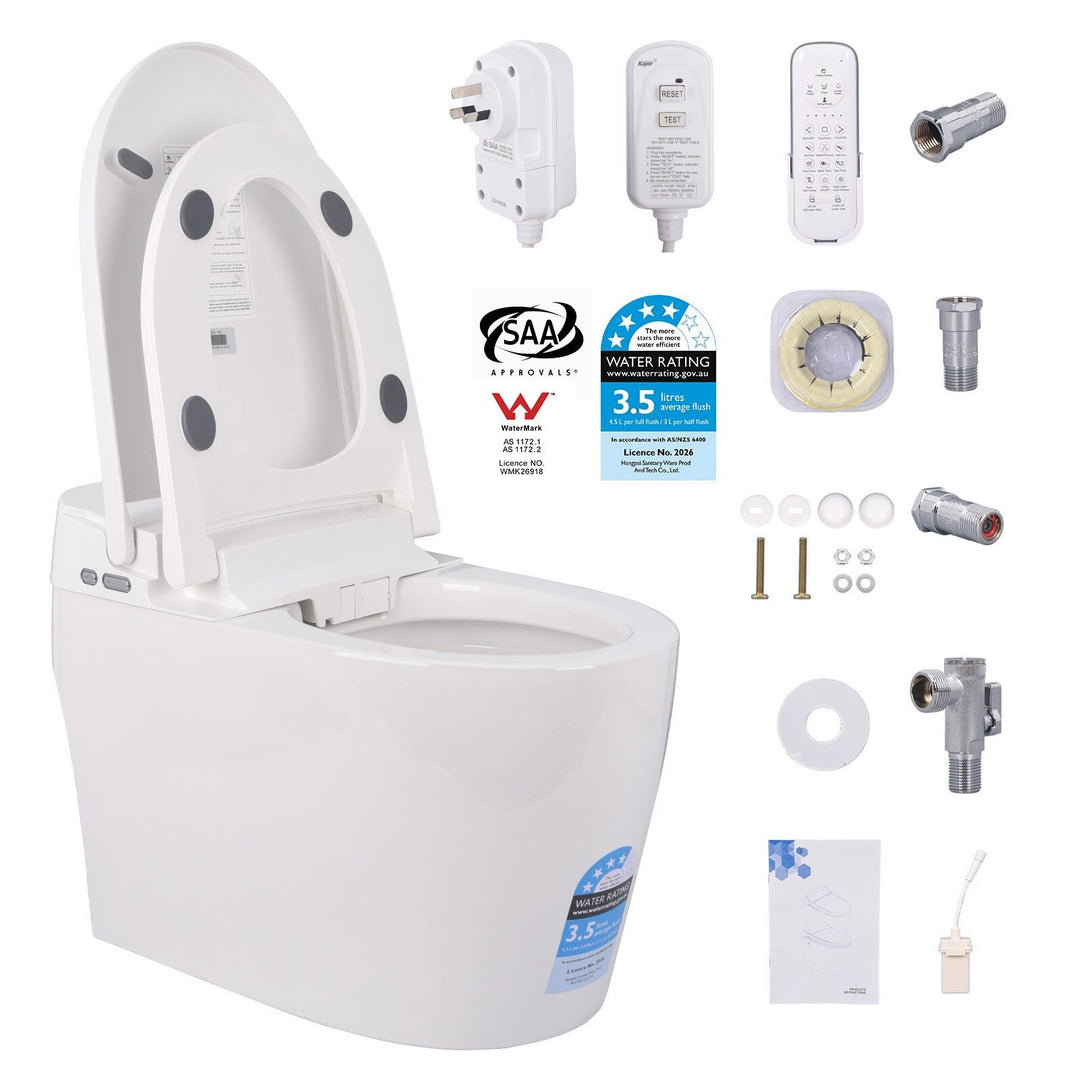 670mm Compact Smart Bidet Toilet S-Trap with Heated Seat &amp; Auto Flush - White