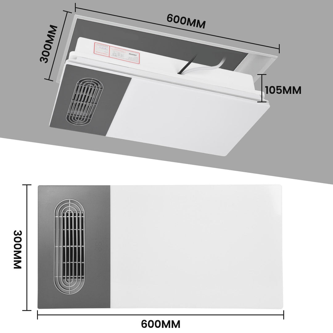 Taste Relax Space 3-in-1 Bathroom Ceiling Heater with PTC Ceramic Heating, LED Light &amp; Exhaust Fan - White
