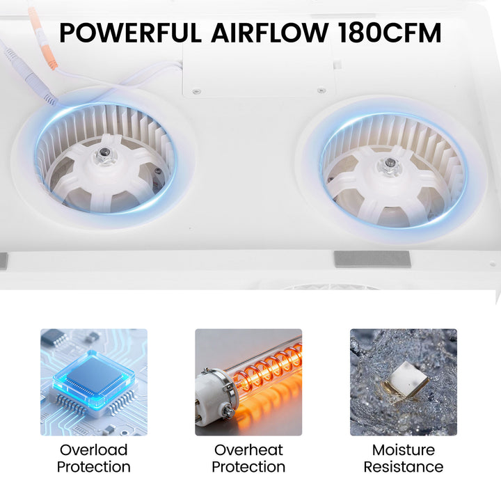 Taste Relax Space 3-in-1 Bathroom Ceiling Heater with PTC Ceramic Heating, LED Light &amp; Exhaust Fan - White