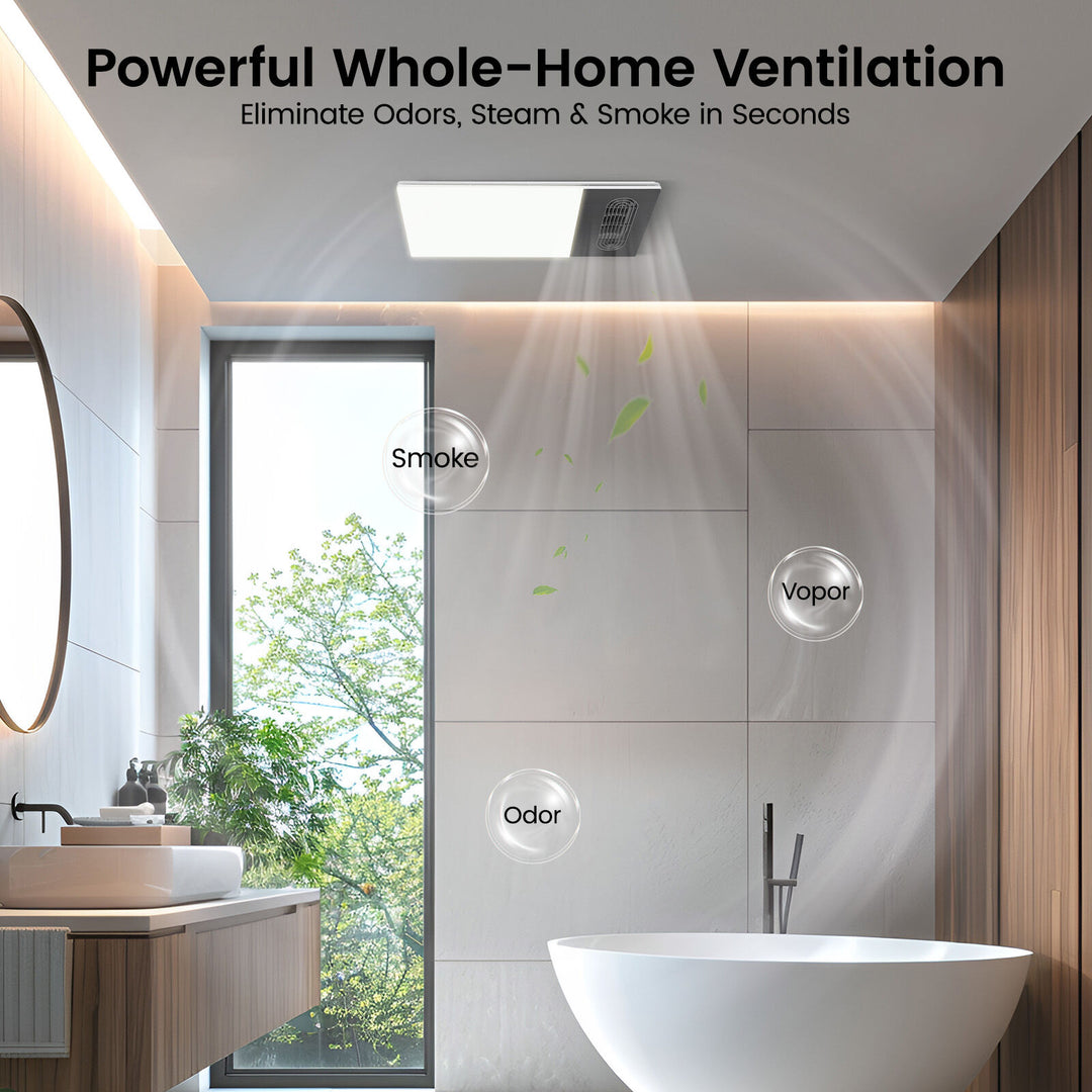 Taste Relax Space 3-in-1 Bathroom Ceiling Heater with PTC Ceramic Heating, LED Light &amp; Exhaust Fan - White