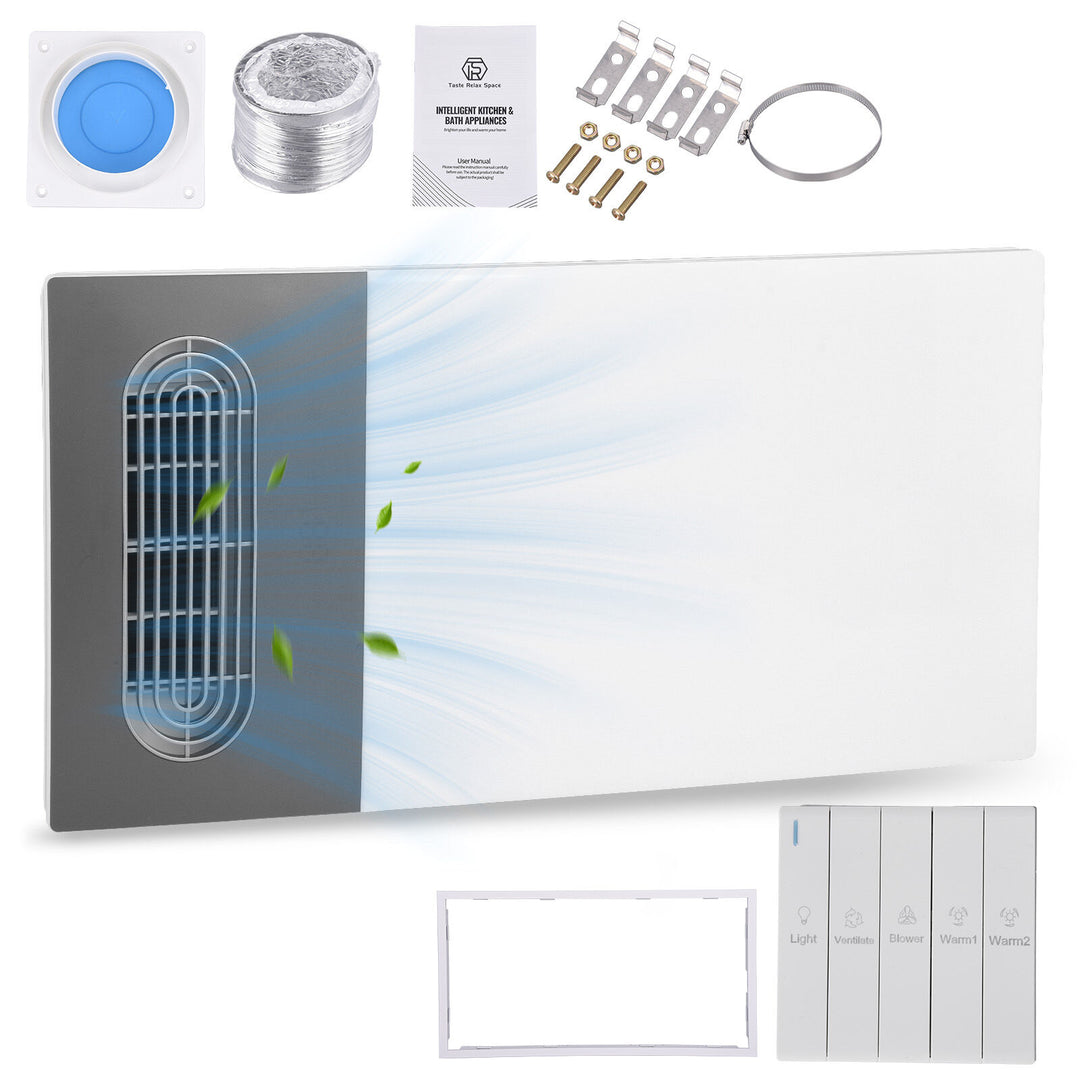 Taste Relax Space 3-in-1 Bathroom Ceiling Heater with PTC Ceramic Heating, LED Light &amp; Exhaust Fan - White