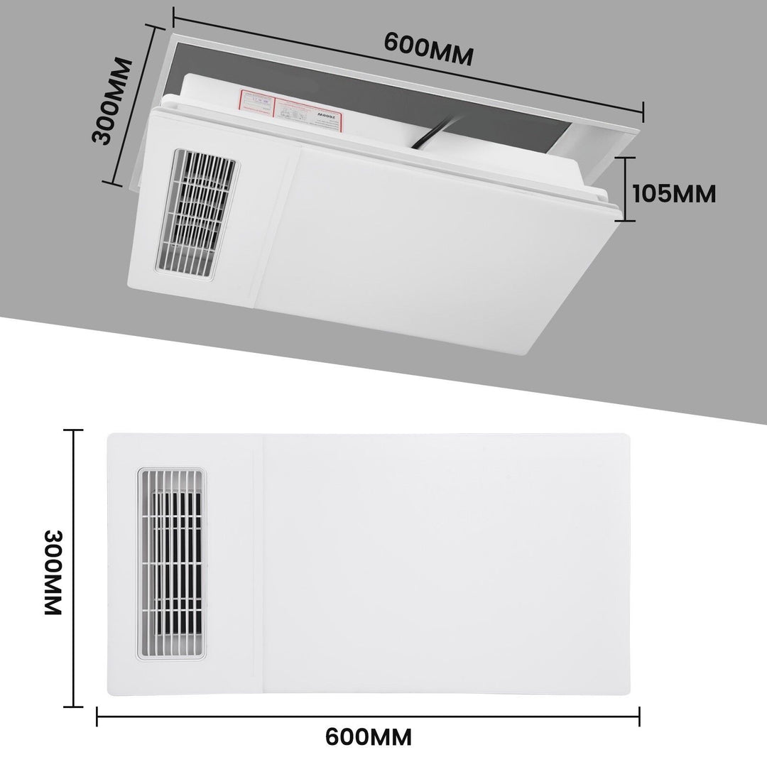 Taste Relax Space 3-in-1 Bathroom Ceiling Heater with 360° Heat Circulation, LED Light &amp; Exhaust Fan - White