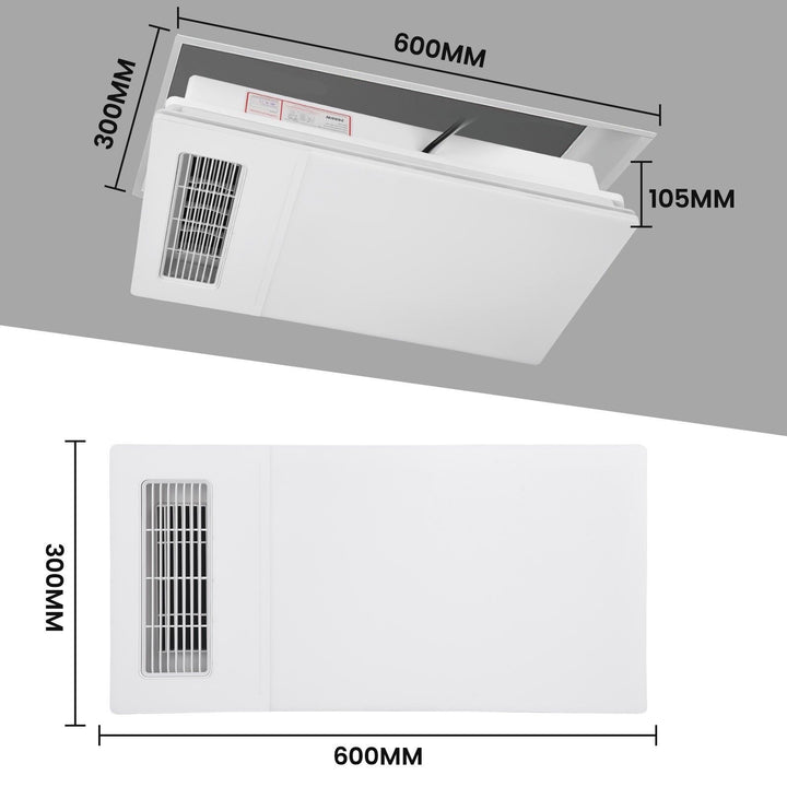 Taste Relax Space 3-in-1 Bathroom Ceiling Heater with 360° Heat Circulation, LED Light &amp; Exhaust Fan - White