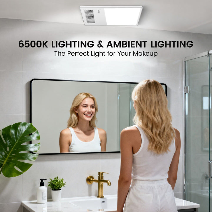 Taste Relax Space 3-in-1 Bathroom Ceiling Heater with Dual-Fan Airflow, LED Light &amp; Exhaust Fan - White