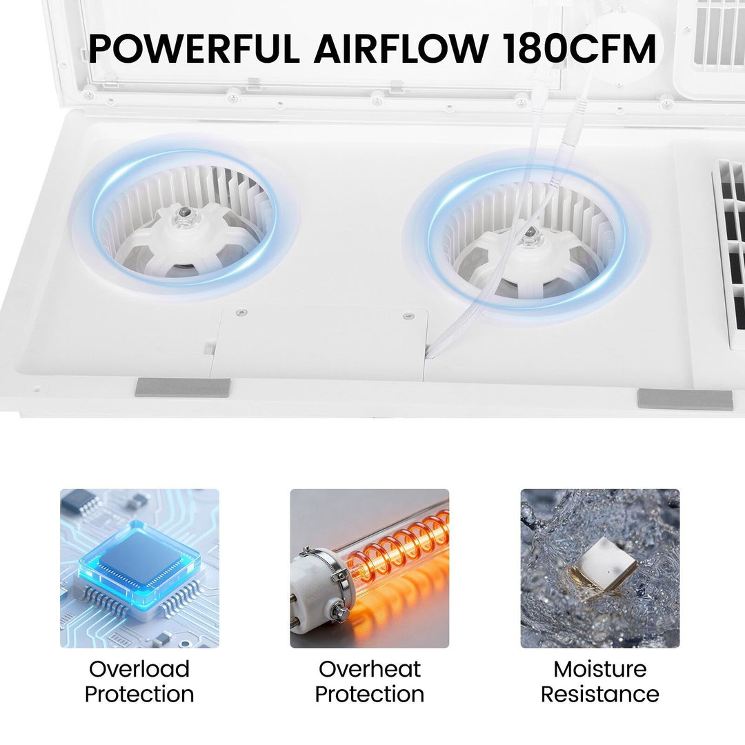 Taste Relax Space 3-in-1 Bathroom Ceiling Heater with Dual-Fan Airflow, LED Light &amp; Exhaust Fan - White
