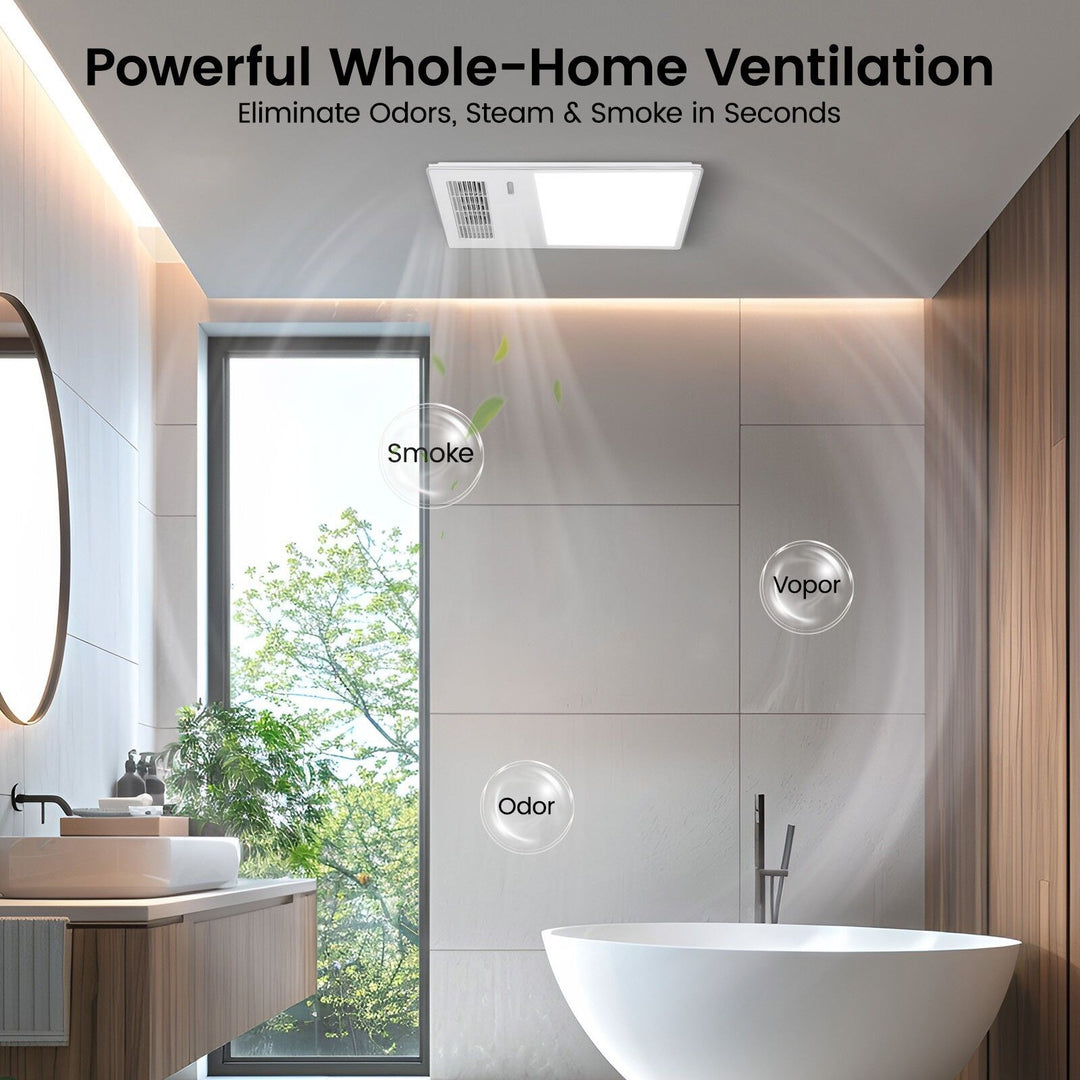 Taste Relax Space 3-in-1 Bathroom Ceiling Heater with Dual-Fan Airflow, LED Light &amp; Exhaust Fan - White