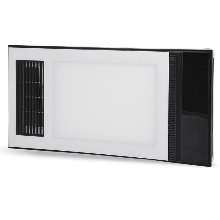 Taste Relax Space 3-in-1 Bathroom Ceiling Heater with Dual-Fan Airflow, LED Light &amp; Black Trim - White