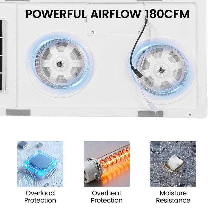 Taste Relax Space 3-in-1 Bathroom Ceiling Heater with Dual-Fan Airflow, LED Light &amp; Black Trim - White
