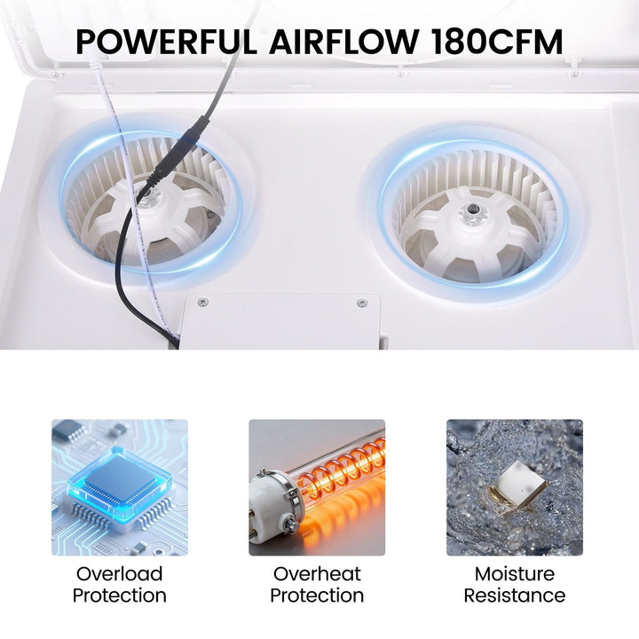 Taste Relax Space 3-in-1 Bathroom Ceiling Heater with Circular LED Light, Digital Display &amp; Exhaust Fan - White