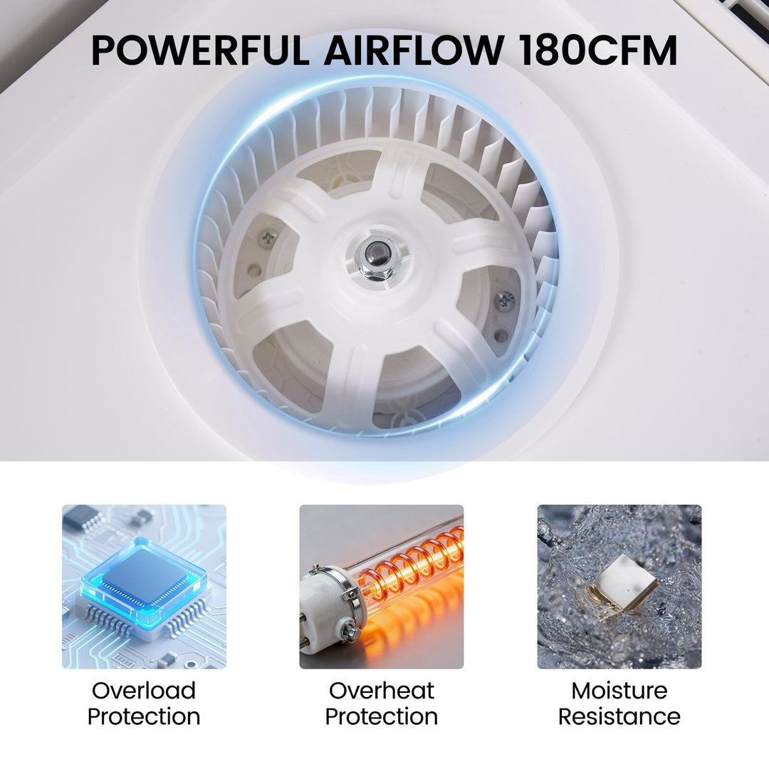 Taste Relax Space 3-in-1 Bathroom Ceiling Heater with Wide Ventilation Fascia, LED Light &amp; Exhaust Fan - White