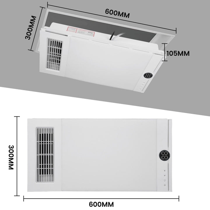 Taste Relax Space 3-in-1 Bathroom Ceiling Heater with Digital Display, LED Light &amp; Exhaust Fan - White