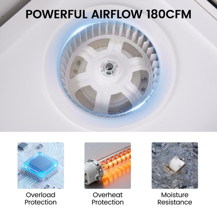 Taste Relax Space 3-in-1 Bathroom Ceiling Heater with Digital Display, LED Light &amp; Exhaust Fan - White
