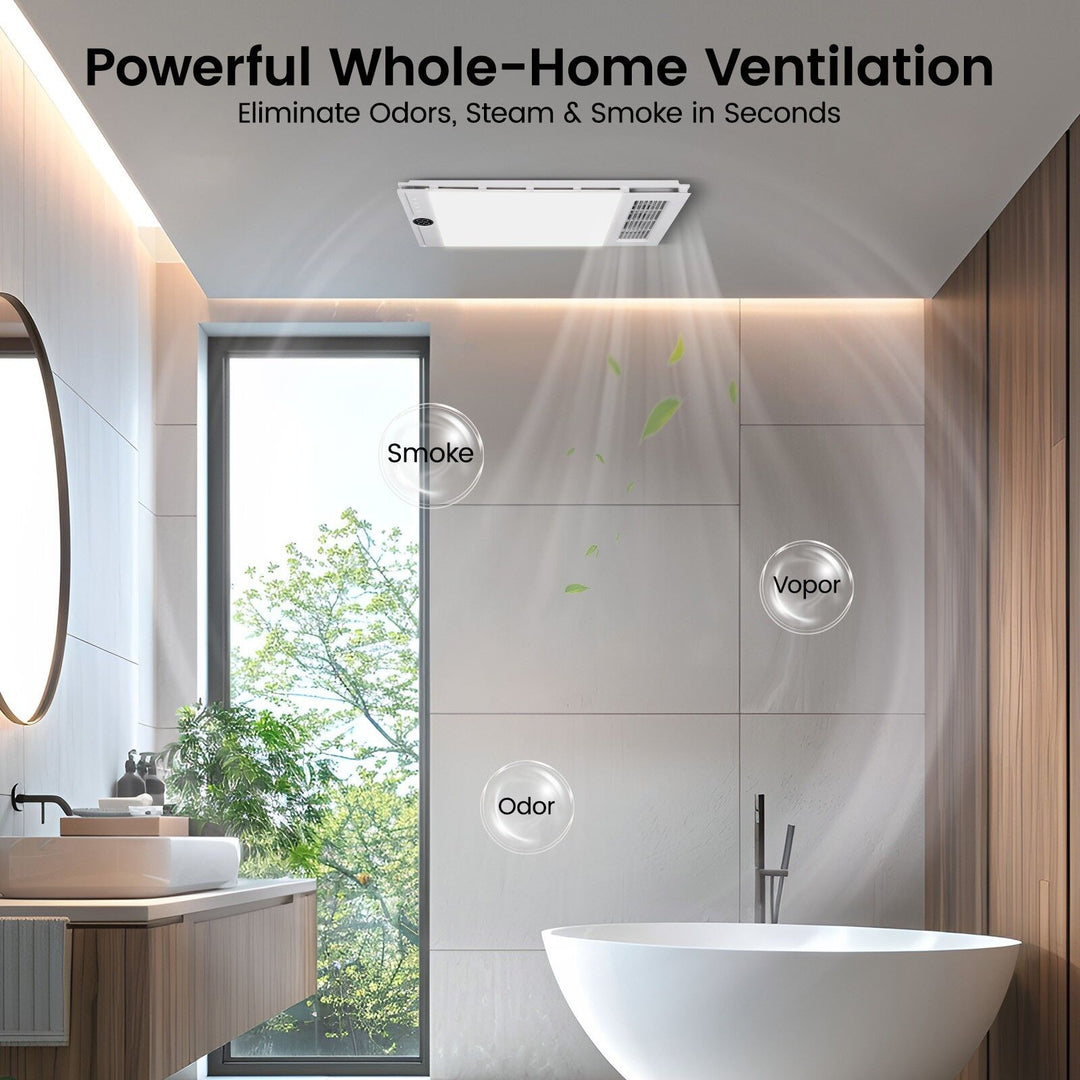 Taste Relax Space 3-in-1 Bathroom Ceiling Heater with Digital Display, LED Light &amp; Exhaust Fan - White