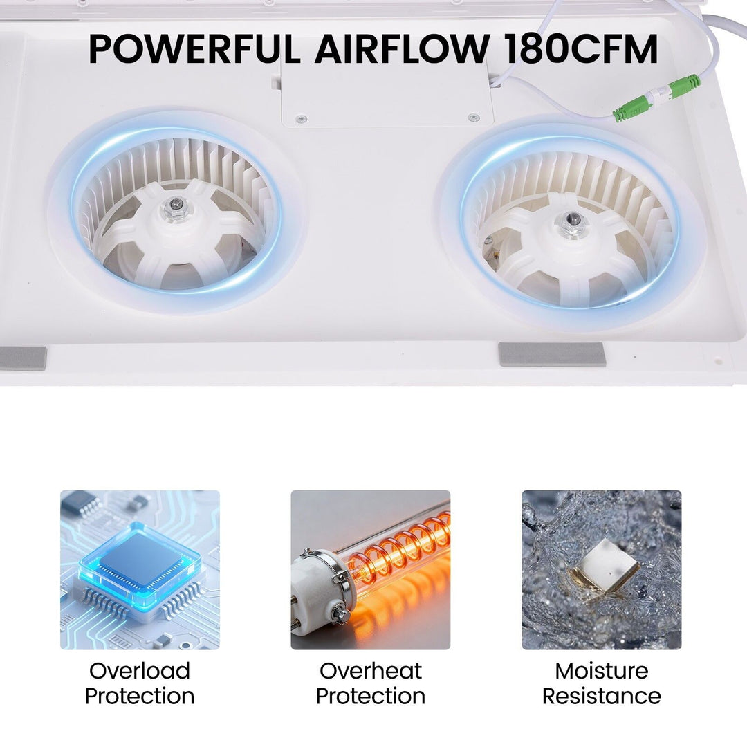 Taste Relax Space 3-in-1 Bathroom Ceiling Heater with Black Side Accent, LED Light &amp; Exhaust Fan - White