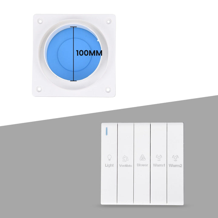 Taste Relax Space 3-in-1 Bathroom Ceiling Heater with Dual-Fan Airflow, LED Light &amp; Black Accent - White
