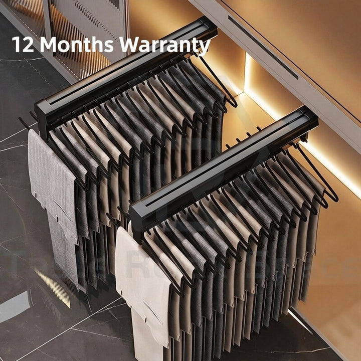 Heavy Duty Pull Out Pants Hanger Rack - Wardrobe Sliding Trouser Rail